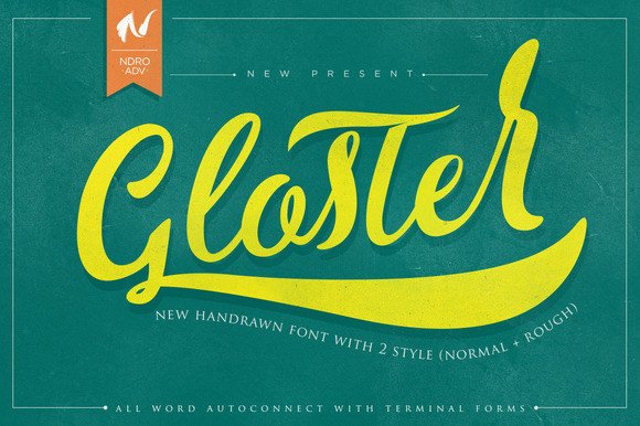 Gloster Typeface: A Modern Script with Vintage Rustic Appeal for Creative Projects
